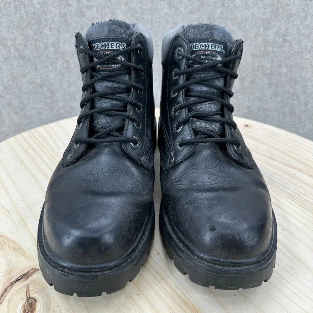 Skechers Tom Cats Bully 6606 Mens 10.5 Black Vintage Y2K Chunky Leather Boots